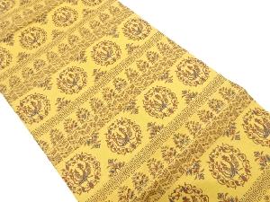 横段に花鳥模様織り出し名古屋帯